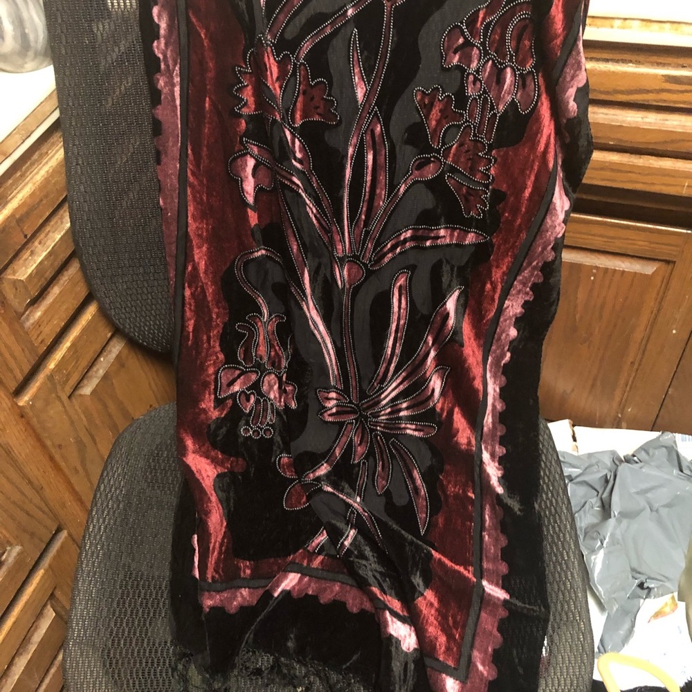Burnt Velvet Floral Long Scarf- 494 $25 or $20 w/offer
